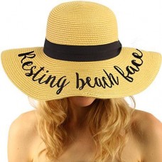 Verbiage Elegant Wide Brim Summer Derby Beach Pool Floppy Dress Sun Hat Natural 818018023351 eb-12212210